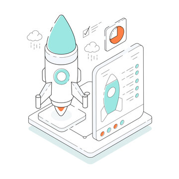 A colored design illustration of business startup