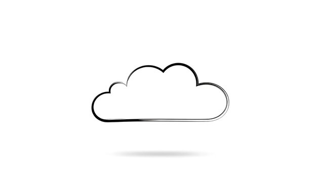 Minimalist white cloud outline icon illustration.