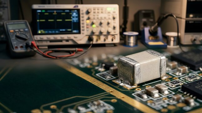 precision ceramic electronic capacitor with metallic terminations for circuit design power management and advanced electronic hardware manufacturing