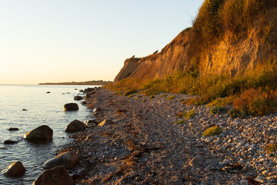 Rugged clay cliffs of Voderup Klint Denmark
