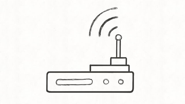 
Wireless router animation with Wi-Fi signal representing internet connection, home network, broadband access, wireless communication, connectivity and networking technology.