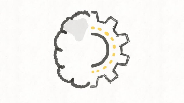 
Brain and gear animation representing artificial intelligence, cognitive technology, machine learning, automation, problem solving, smart systems, innovation and digital 
