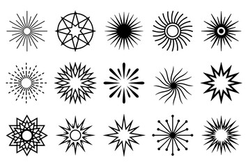 Obraz premium Decorative floral starburst silhouettes, seamless pattern