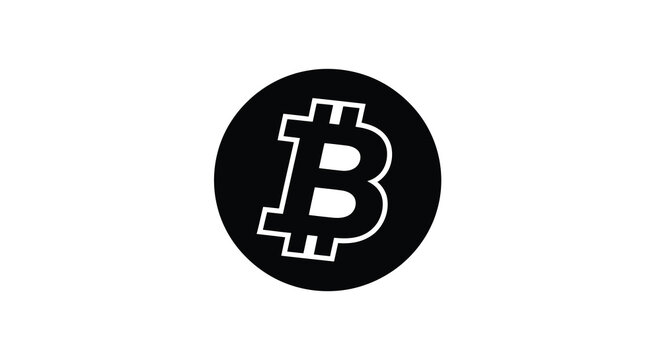 Bitcoin symbol on a black circle against a white background