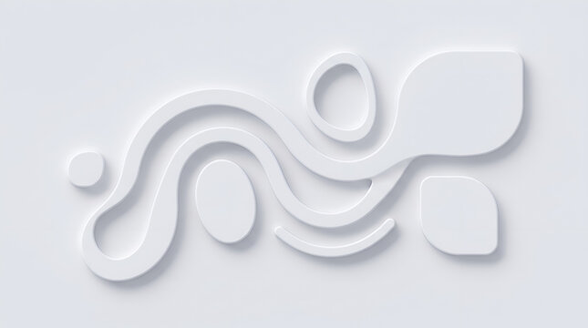 White minimalist 3d abstract fluid wave pattern background with soft shadows