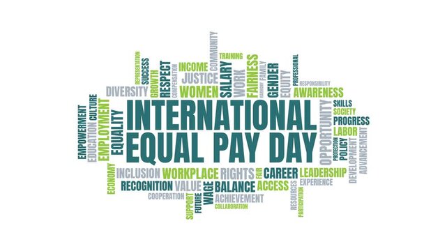 International Equal Pay Day Word Cloud Animation Representing Gender W