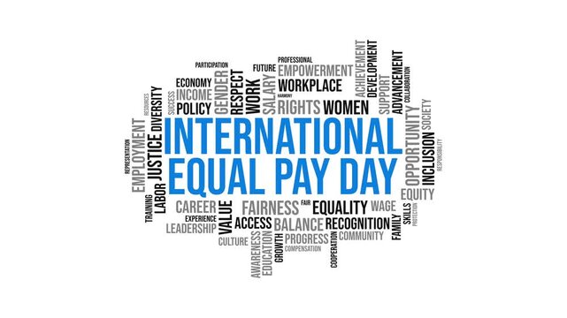 International Equal Pay Day Word Cloud Animation with Words of Gender 