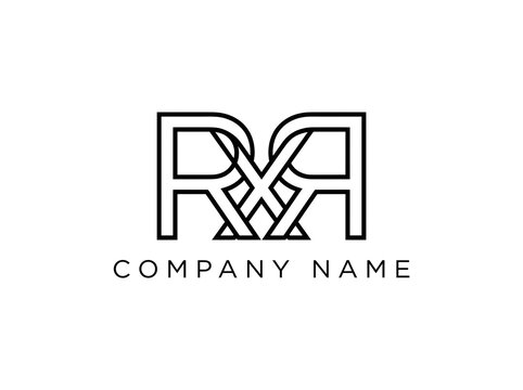 Minimalist black and white geometric company logo design rxr xrr rrx letter