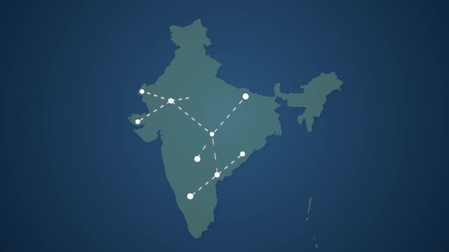 India Communication Network with Signals Connecting Multiple Locations