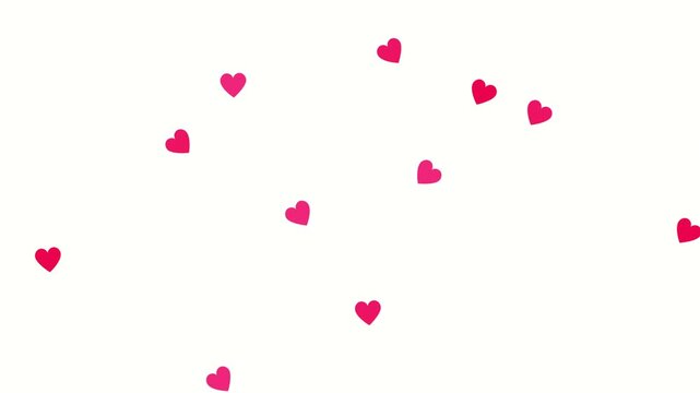 Dynamic hearts motion animation on a clean white backdrop, ideal for valentine's day, wedding, and romantic-themed projects.