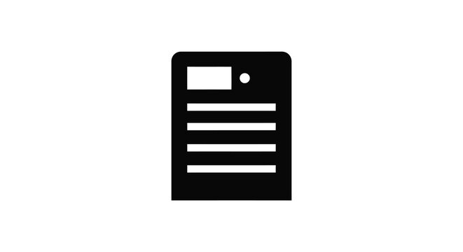 Document silhouette with lines and a circular dot on white