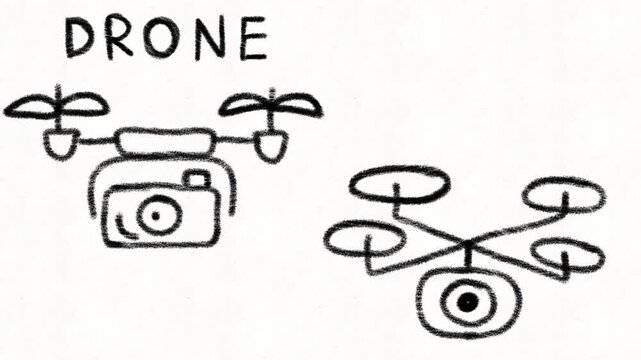 
Drone camera animation showing modern aerial technology, unmanned flight, remote photography, video recording, surveillance, navigation and innovative sma