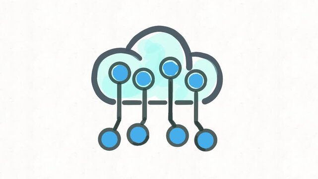 
Connected cloud network with linked nodes represents cloud computing, distributed data, digital infrastructure and online connectivity for servers, platforms and modern IT system