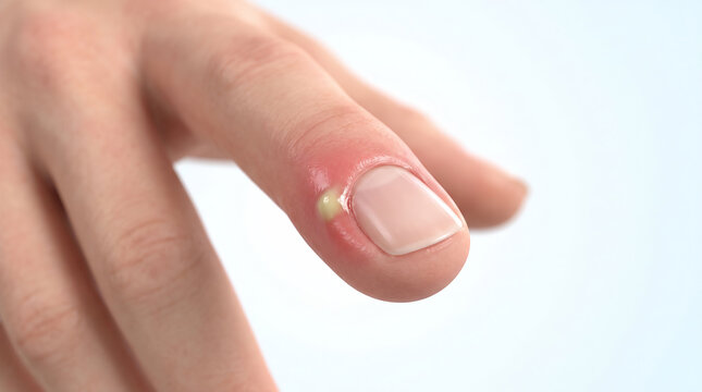 Acute Paronychia with Inflamed Nail Fold Medical Illustration