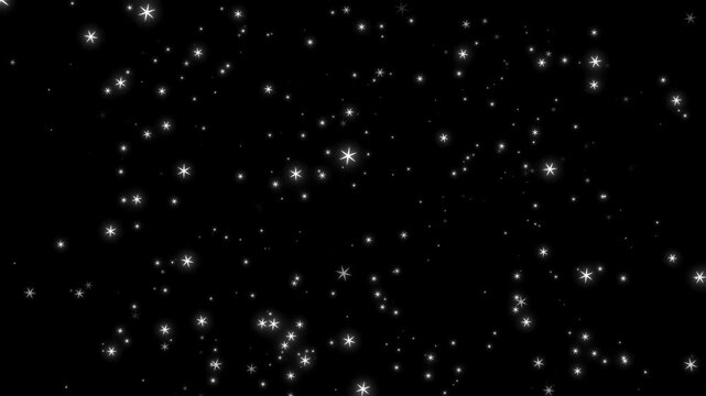 Sparkling glowing stars isolated on green background. 4K Keylight Animation.