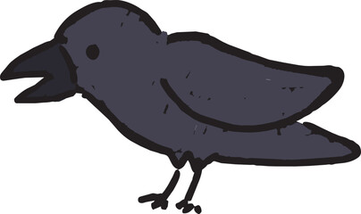 Naklejka premium 可愛い手書きの鳴くカラスのイラスト - ゆるい・シュール・落書き風素材