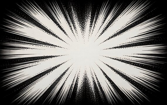 Sunburst graphic design features radiating lines on a dark textured.