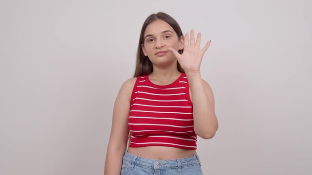 Indian Teenage Girl Counting One to Ten on Fingers