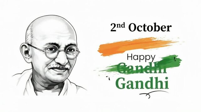 Gandhi Jayanti 2 October Greeting with Mahatma Gandhi Illustration