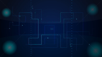 Fototapeta premium Abstract technology background with glowing blue digital lines and circuit board patterns