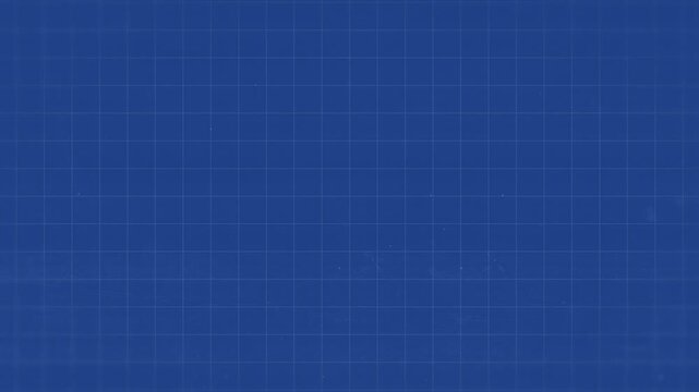 Animated blueprint grid with a moving textured surface and subtle soft focus around the edges. The technical geometric design is suitable for engineering, architecture, construction, technology.