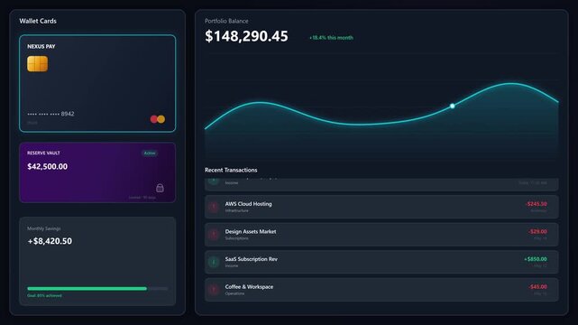 Animated Fintech SaaS Dashboard Showing Real Time Revenue Growth Data Motion Illustration