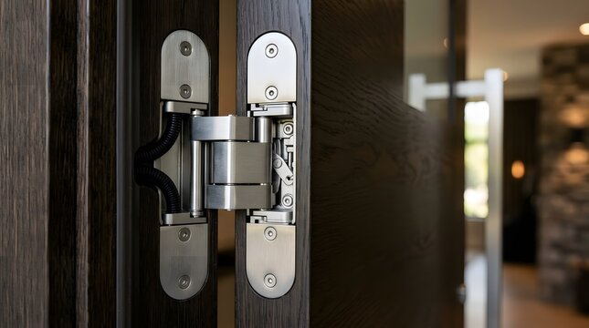 intelligent residential door hinge with concealed wiring channels and precision hardware for smart access control connected home security and modern architectural automation