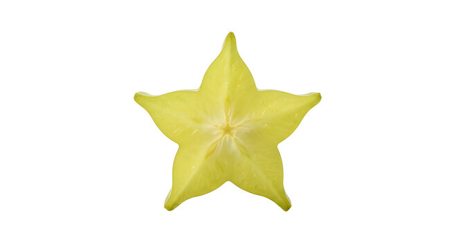 Fresh yellow starfruit slice in star shape isolated on black background