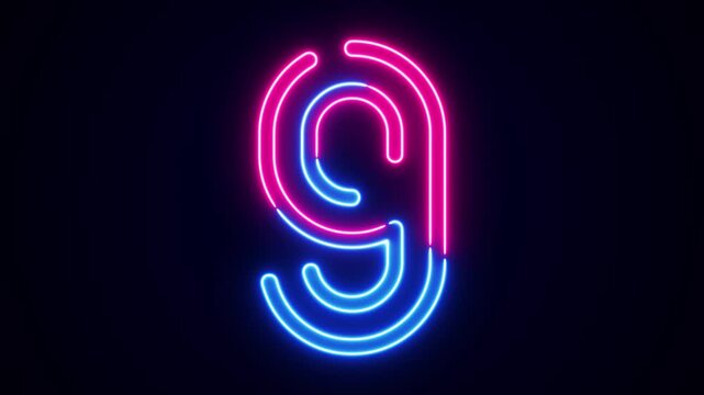 Neon digit 9 with on black, neon digits for banner, english numbers in glow style. All capital alphabets neon animation, pink blue neon font digit animation, led letter, Appearance of the digit