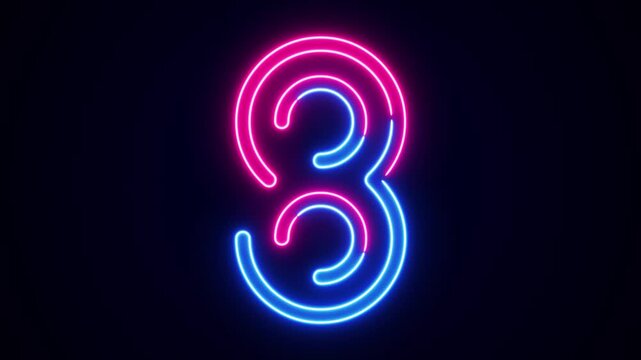 Neon digit 8 with on black, neon digits for banner, english numbers in glow style. All capital alphabets neon animation, pink blue neon font digit animation, led letter, Appearance of the digit