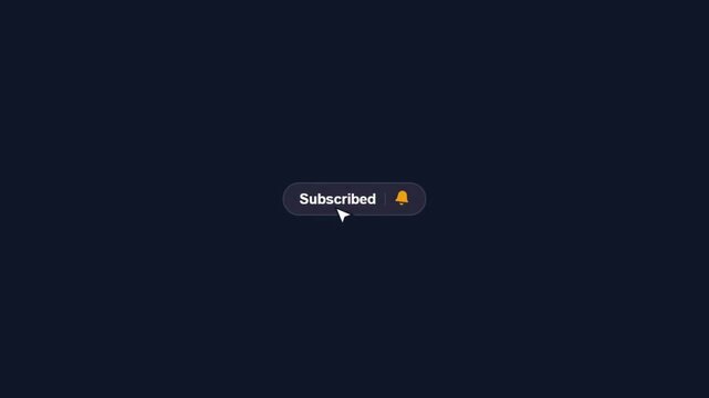 Mouse Cursor Clicks Subscribe Button and Bell Icon on Dark Background.