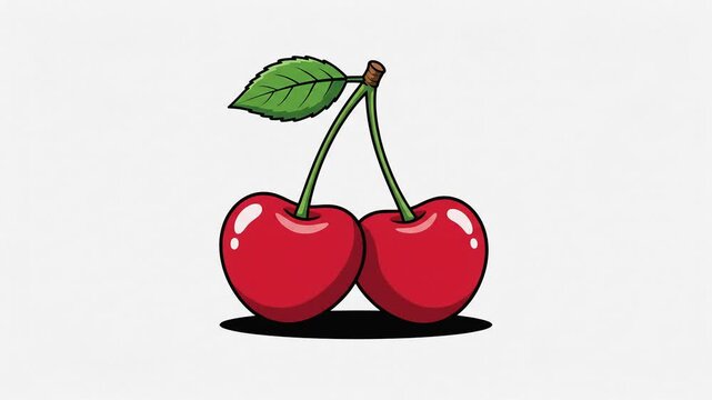 Cartoon two red cherries on