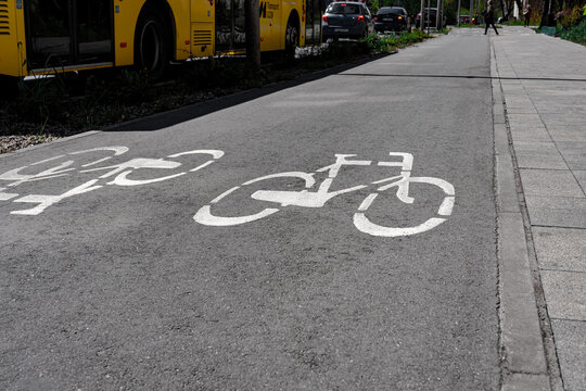 Bike Path Symbols Guiding Forward Travel
