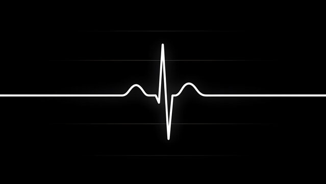 A white glowing heartbeat line on a black background