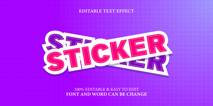 Sticker text effect, 3d mofern text style