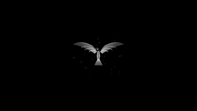 Winged Figure Emergence, Fantasy Creature Appears From Darkness, Magical Light Effect