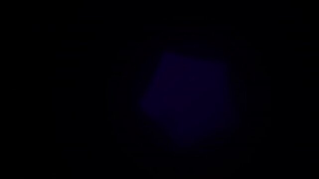 Abstract Glowing Geometric Pentagon Shapes Floating In Dark Space.