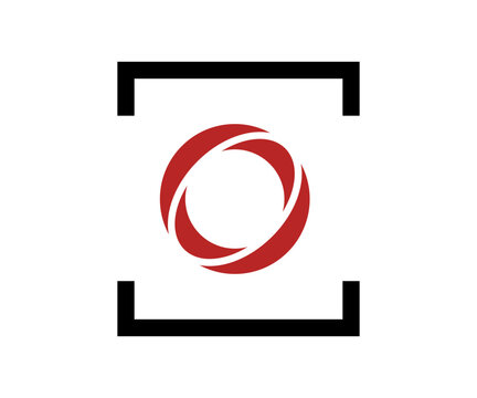 Red and Gray Circular Logo for Technology, Energy and Modern Business