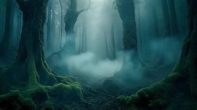 Moss Forest Mist Mystical Background