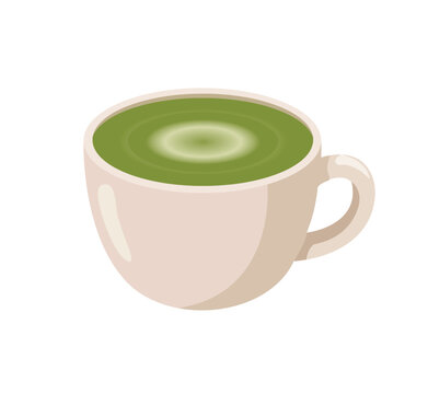 Green matcha tea cup vector illustration isolated on white background