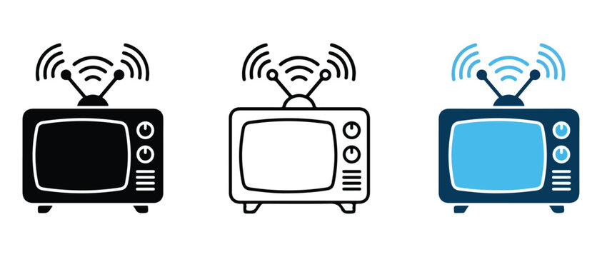 television icons with wireless signal waves indicating smart or internet connected TVs