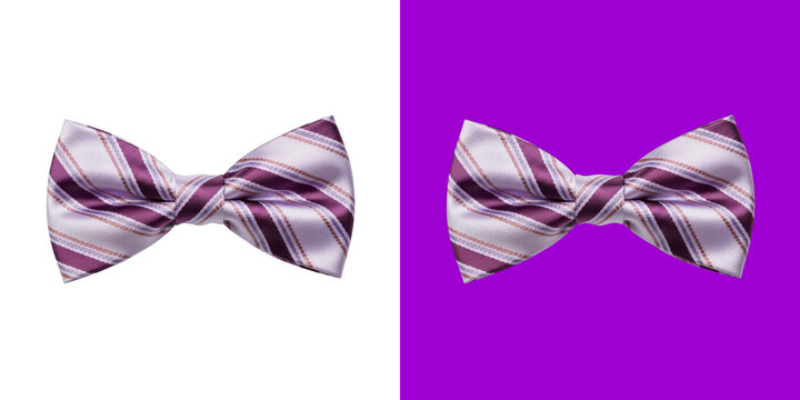 Striped Purple and White Formal Bow Tie for Men Wedding or Evening Event transparent png
