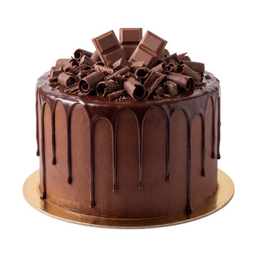 Chocolate drip cake isolated on transparent background