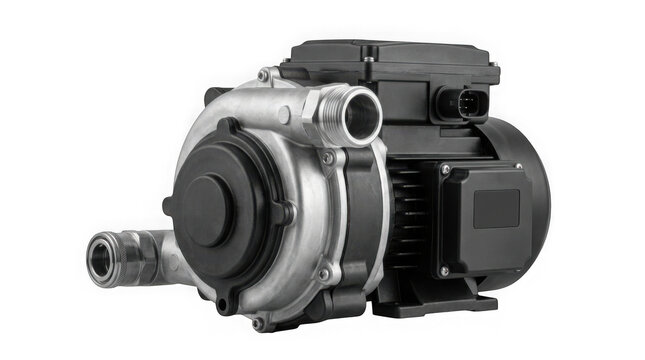 automotive electric auxiliary coolant water pump engine part isolated on transparent background