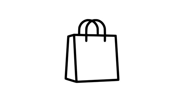 Isolated black outline shopping bag icon on white background