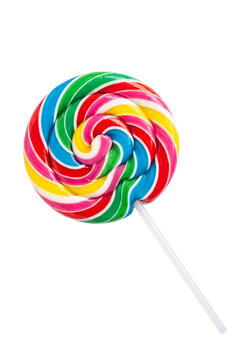 Colorful swirl lollipop isolated on transparent background