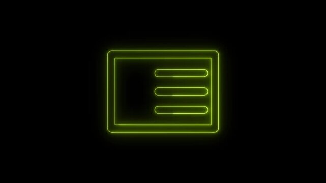 Minimalist glowing neon yellow interface menu icon isolated on a black background
