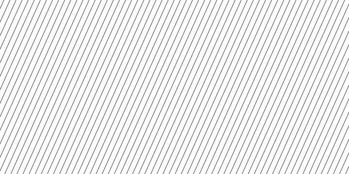 Thin slash line seamless pattern. Repeated fine diagonal lines background. Pinstripe wallpaper. Black and white tilted slanted strip backdrop. Repeating oblique linear texture overlay