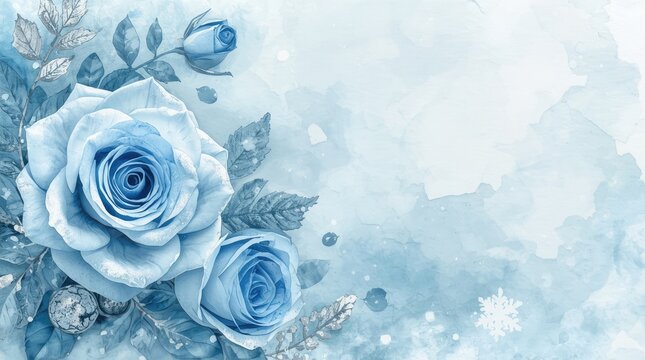 Light blue watercolor floral