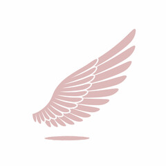 Obraz premium Delicate Pastel Wing Icon, Angel Wing Silhouette, Soft Pink Feather Symbol